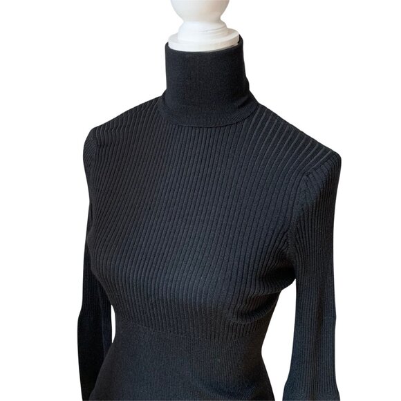 MAX STUDIO Ribbed Turtleneck Sweater in Black Size LARGE - Picture 13 of 16